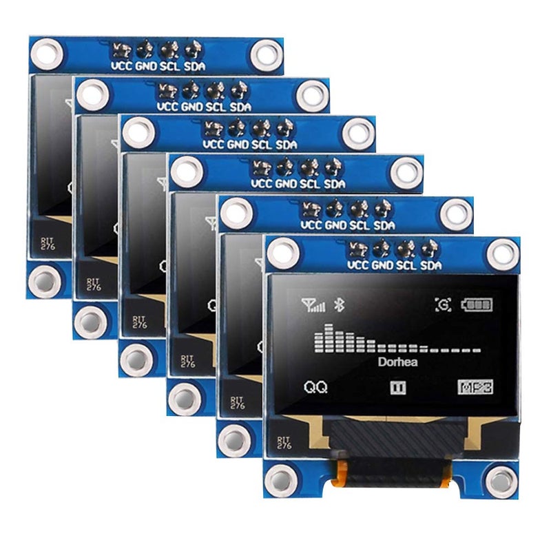 DORHEA 6PCS 0.96â€™â€™ OLED Display Module 12864 128x64 Pixel LCD White Light SSD1306 Driver Board I2C Serial 0.96 inch IIC Chip 4 Pin Self-Luminous Display Board Compatible with Raspberry Pi - Image 1